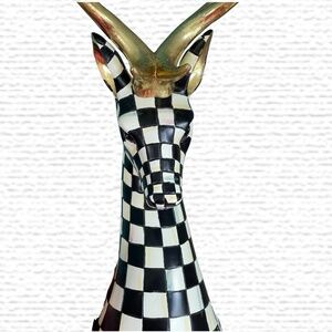 Mackenzie Childs Courtly Check Cachepot Reindeer